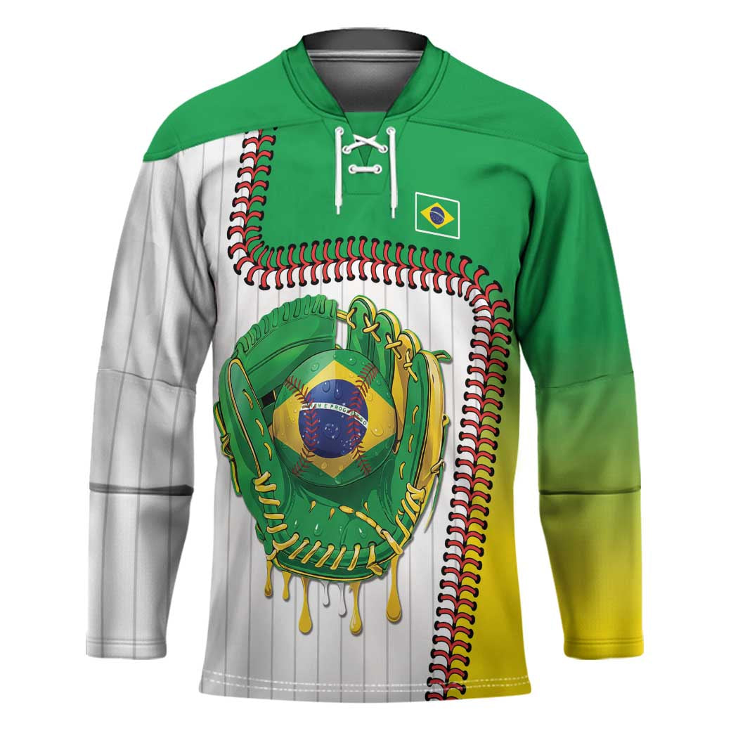 Custom Dripping Baseball Brazil Hockey Jersey