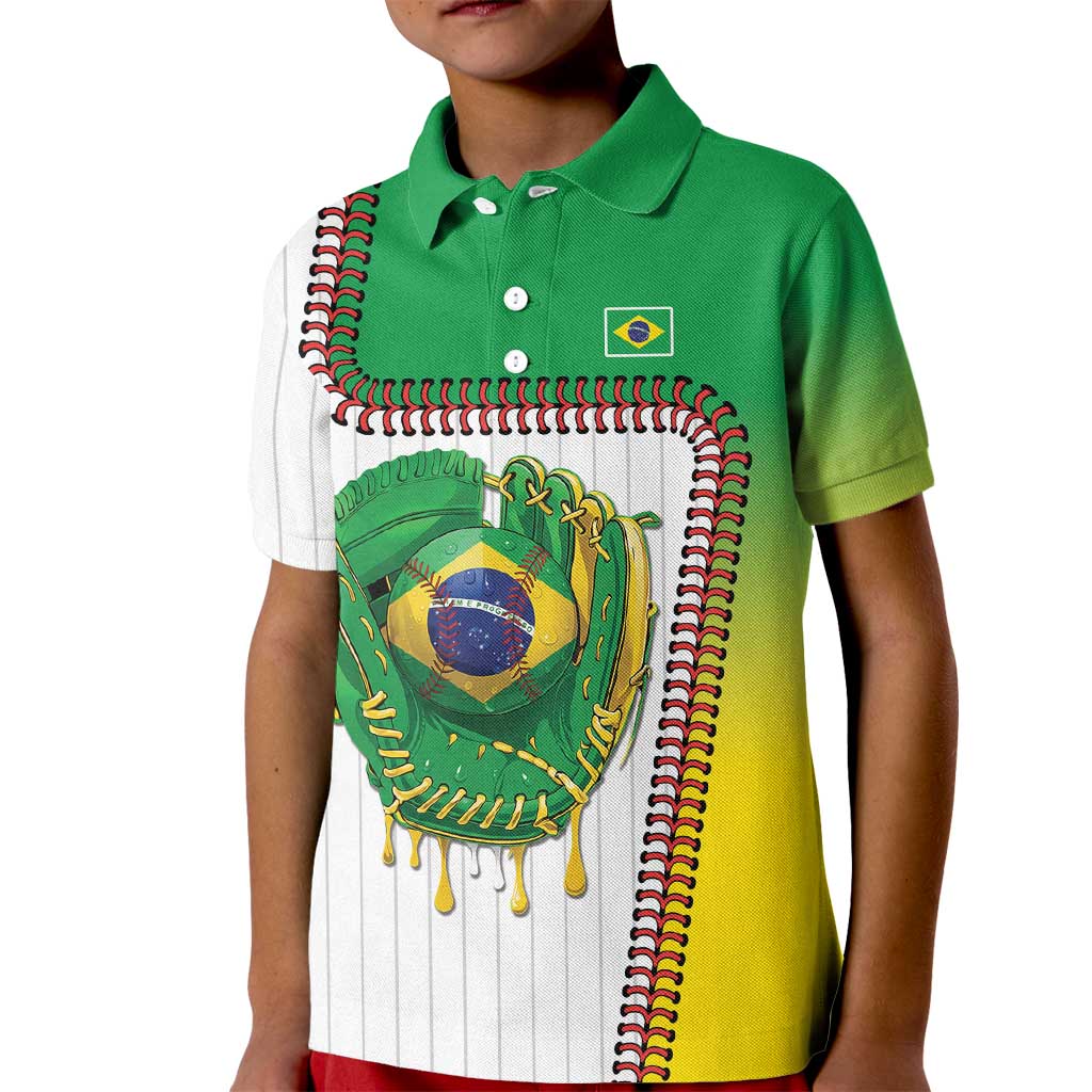 Custom Dripping Baseball Brazil Kid Polo Shirt