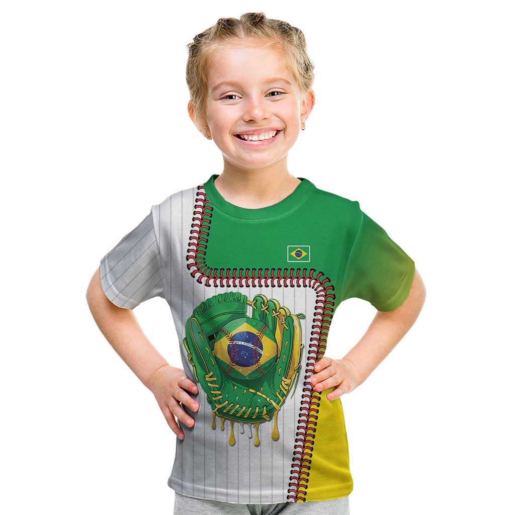 Custom Dripping Baseball Brazil Kid T Shirt