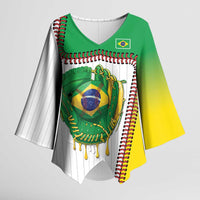 Custom Dripping Baseball Brazil Kimono Sleeve Blouse