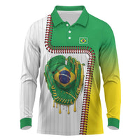 Custom Dripping Baseball Brazil Long Sleeve Polo Shirt