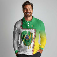 Custom Dripping Baseball Brazil Long Sleeve Polo Shirt