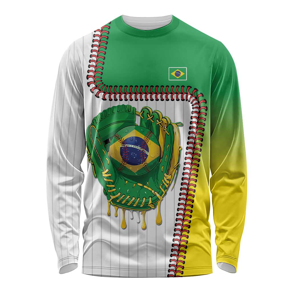 Custom Dripping Baseball Brazil Long Sleeve Shirt