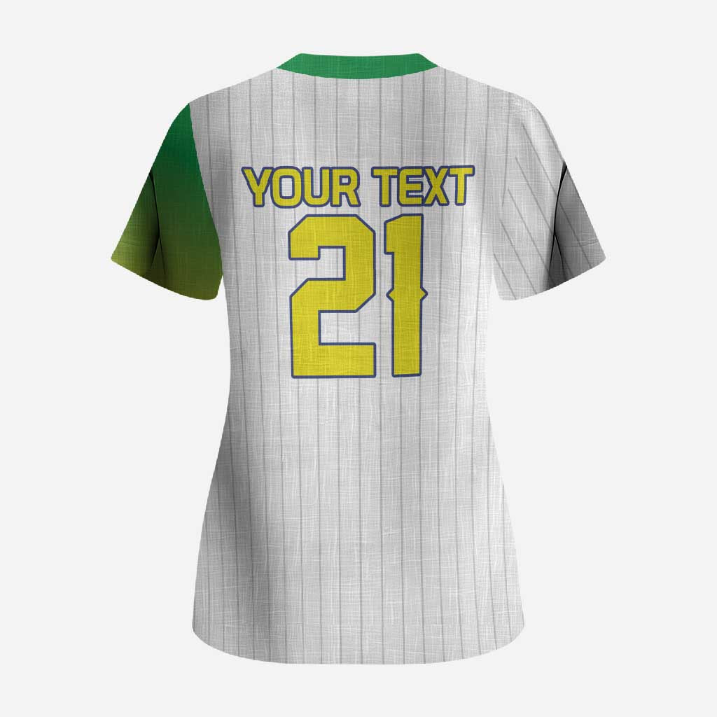 Custom Dripping Baseball Brazil Scrub Top