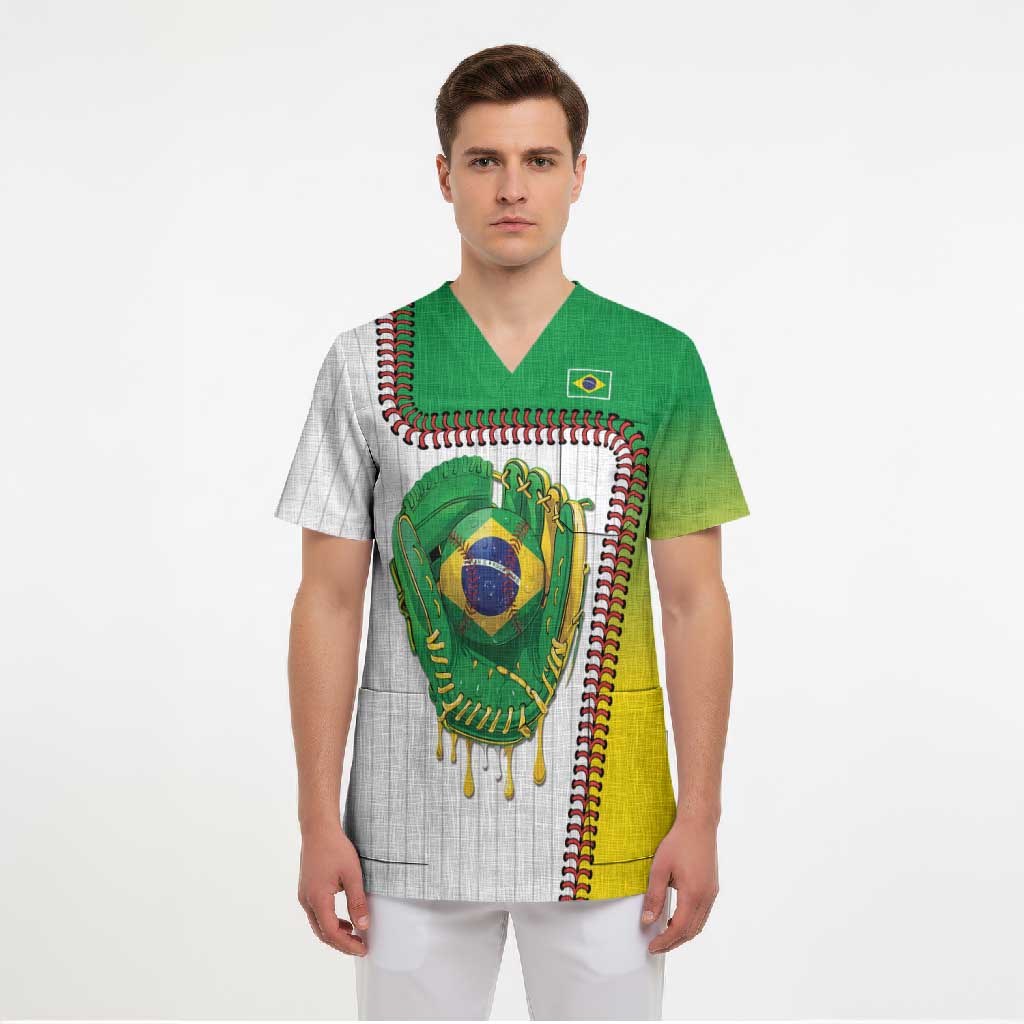 Custom Dripping Baseball Brazil Scrub Top