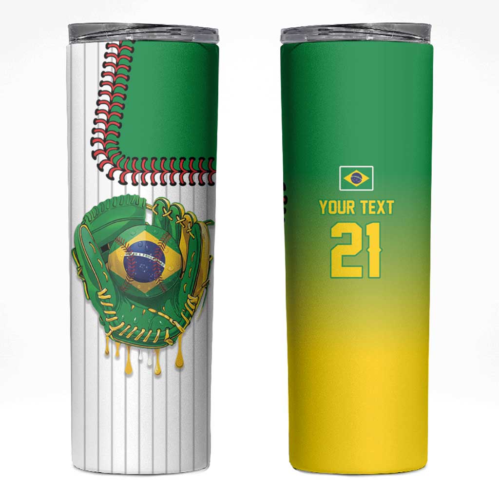 Custom Dripping Baseball Brazil Skinny Tumbler