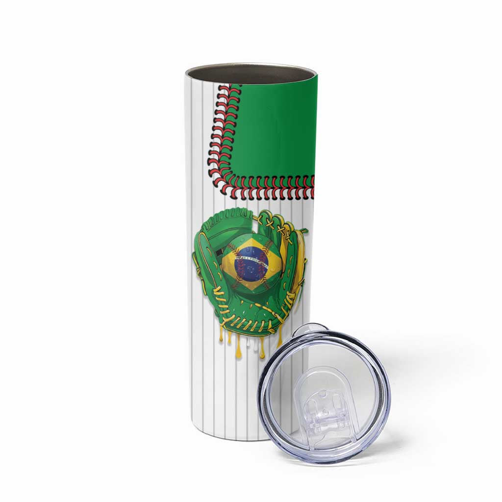 Custom Dripping Baseball Brazil Skinny Tumbler
