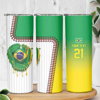 Custom Dripping Baseball Brazil Skinny Tumbler