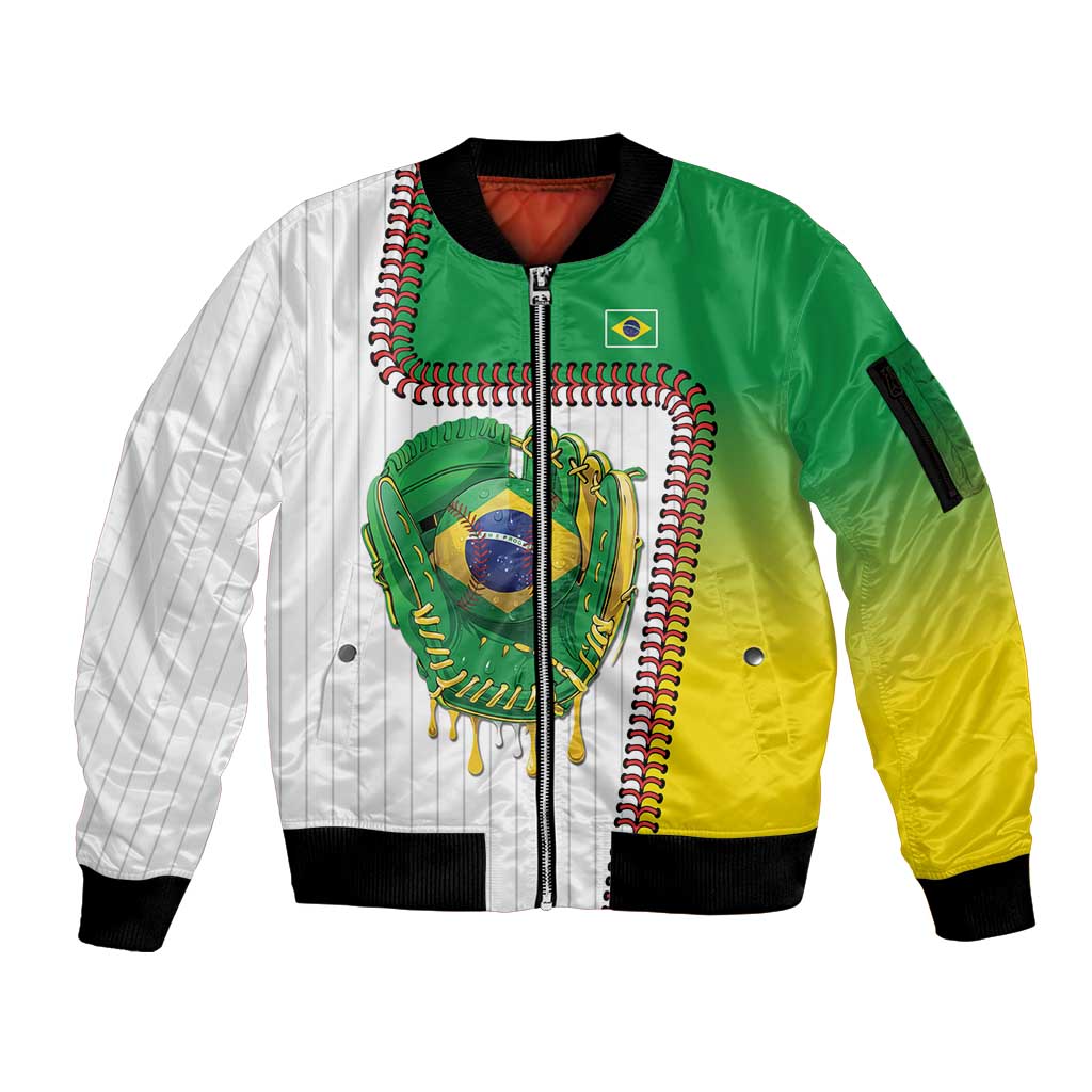 Custom Dripping Baseball Brazil Sleeve Zip Bomber Jacket