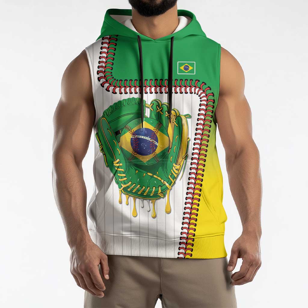 Custom Dripping Baseball Brazil Sleeveless Hoodie