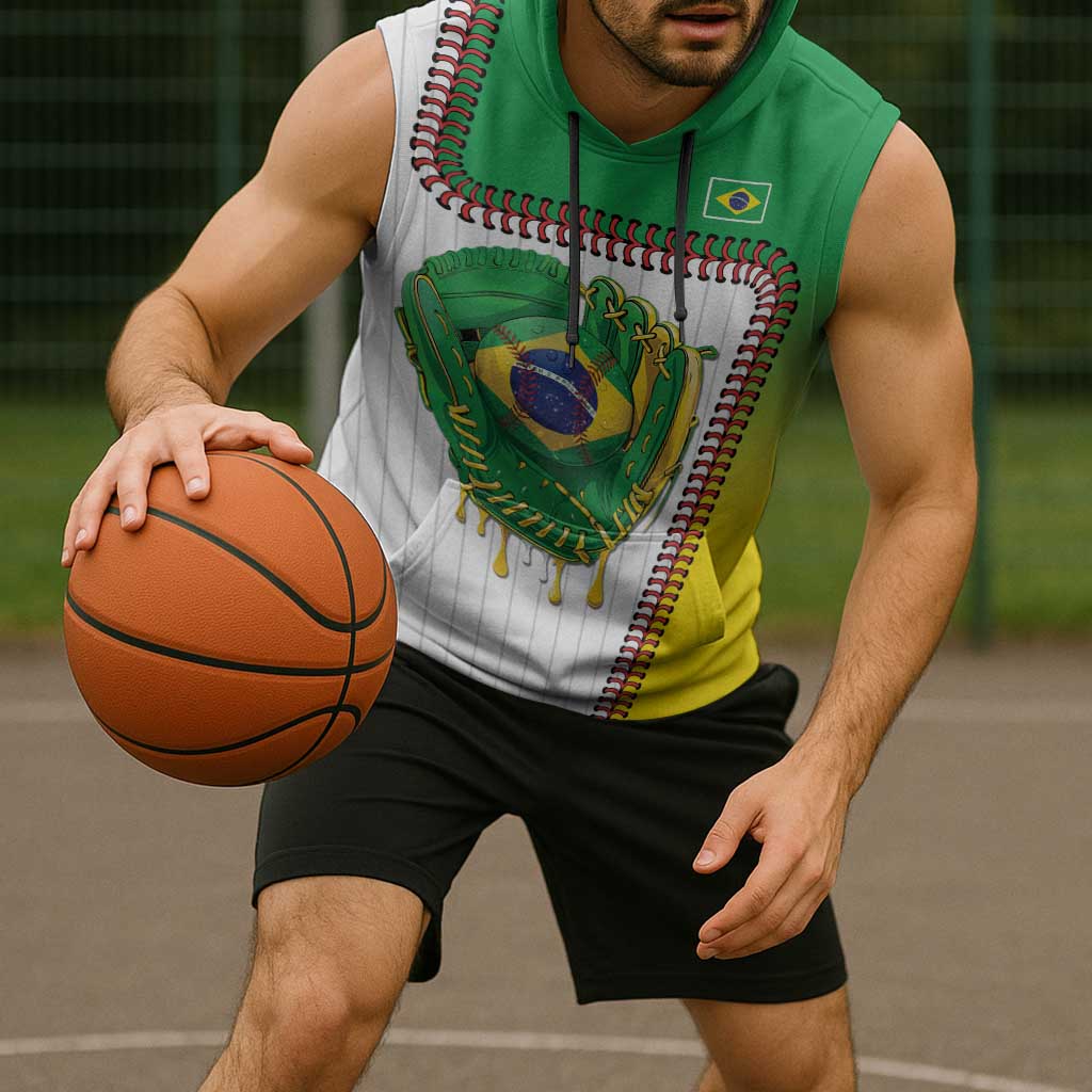 Custom Dripping Baseball Brazil Sleeveless Hoodie