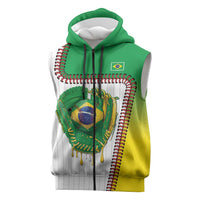 Custom Dripping Baseball Brazil Sleeveless Zip Hoodie