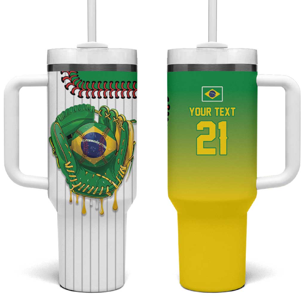 Custom Dripping Baseball Brazil Tumbler With Handle