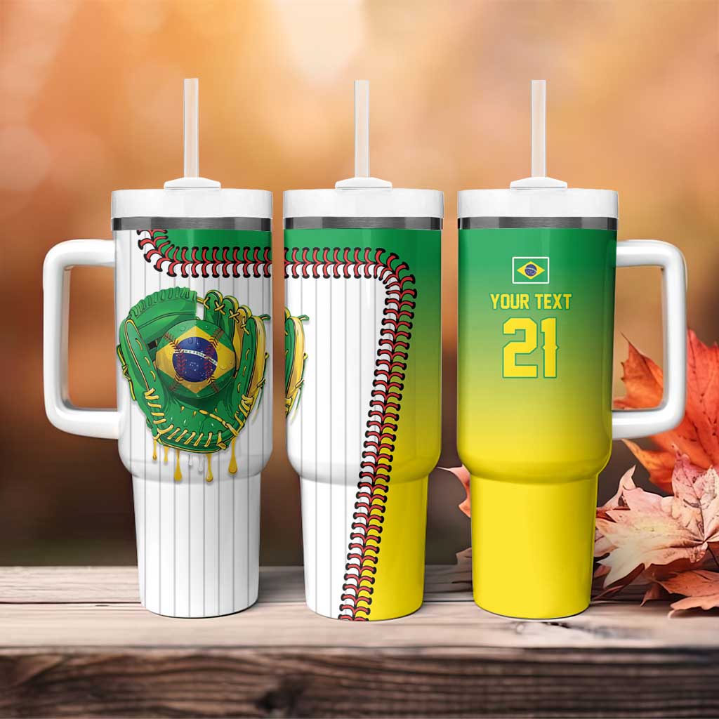 Custom Dripping Baseball Brazil Tumbler With Handle