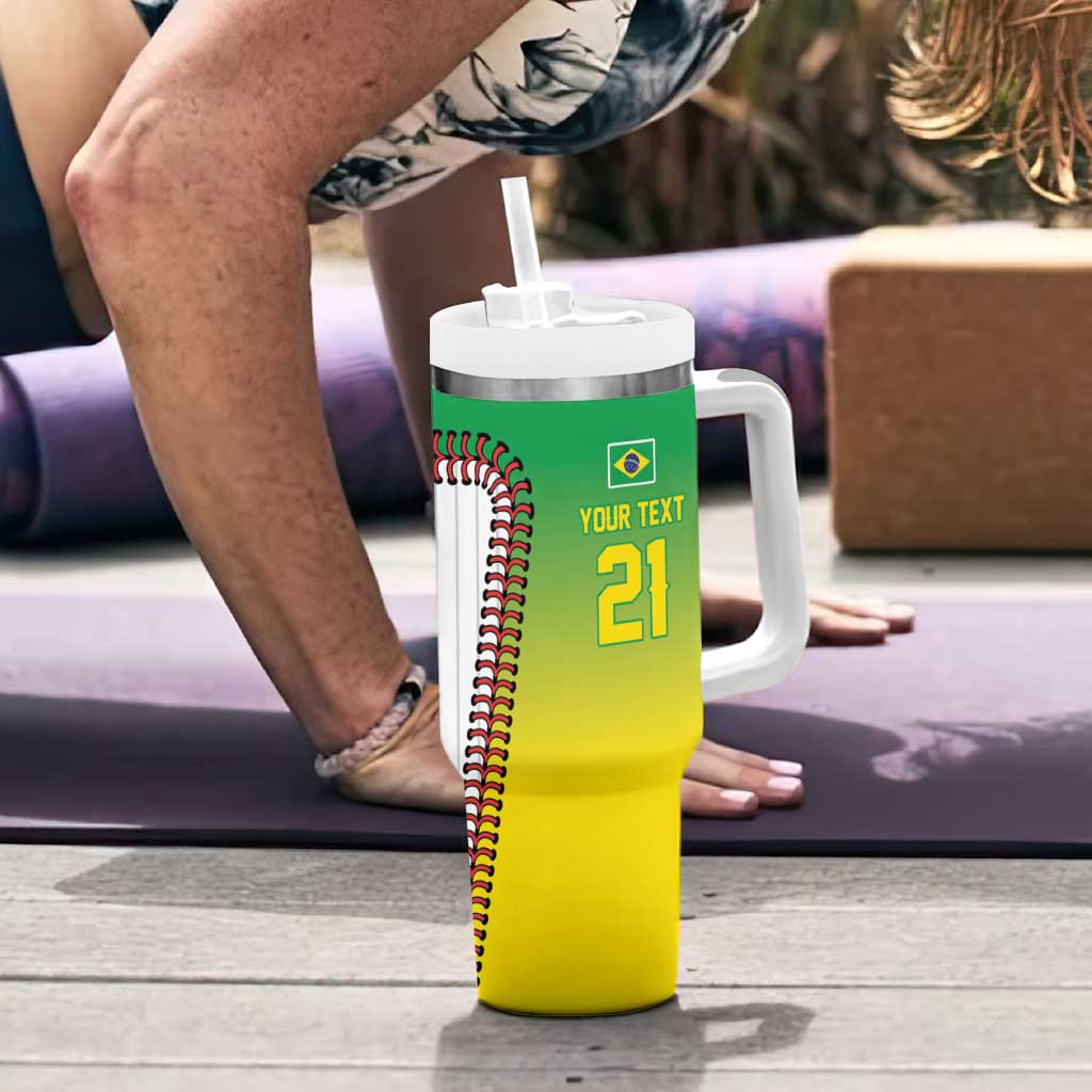 Custom Dripping Baseball Brazil Tumbler With Handle