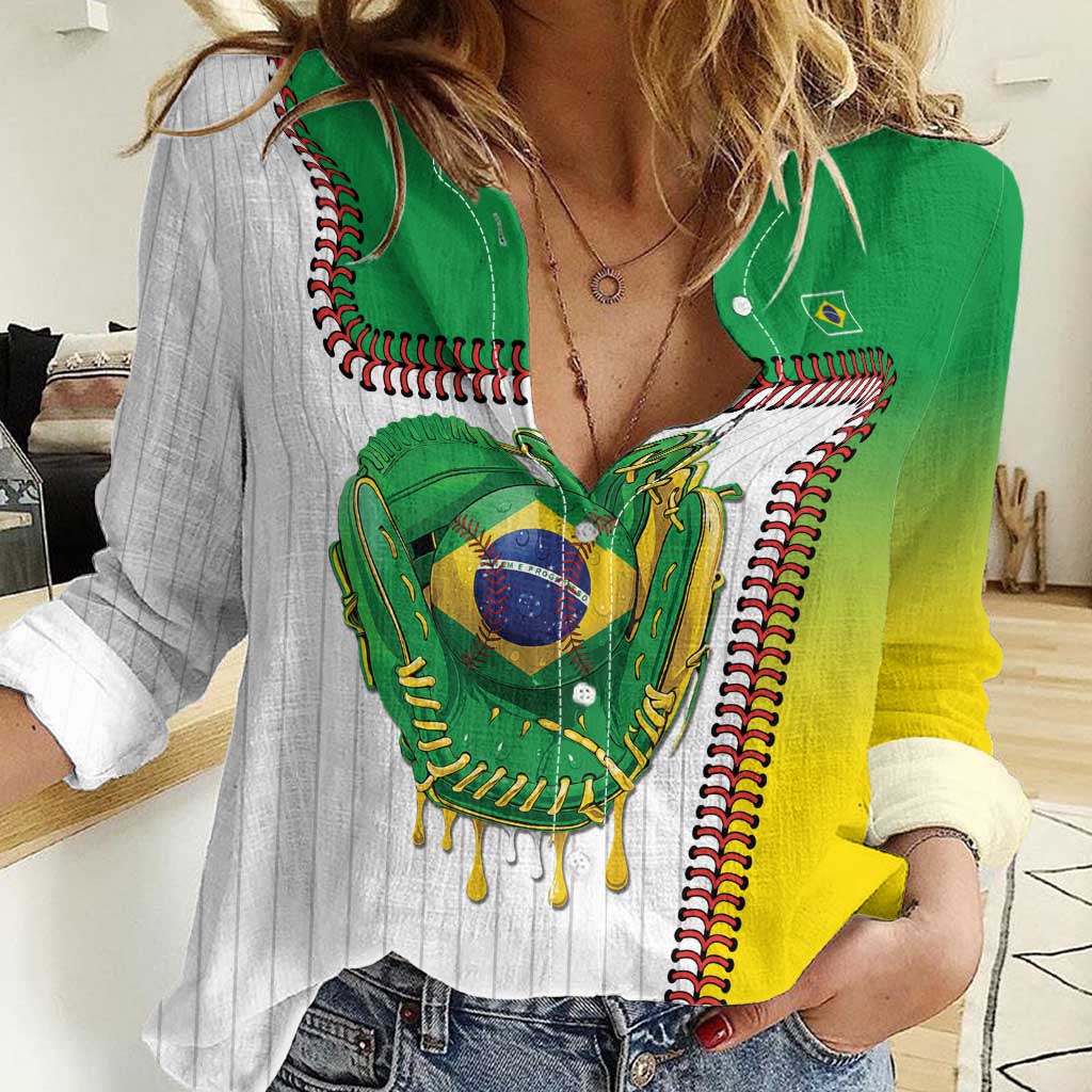 Custom Dripping Baseball Brazil Women Casual Shirt