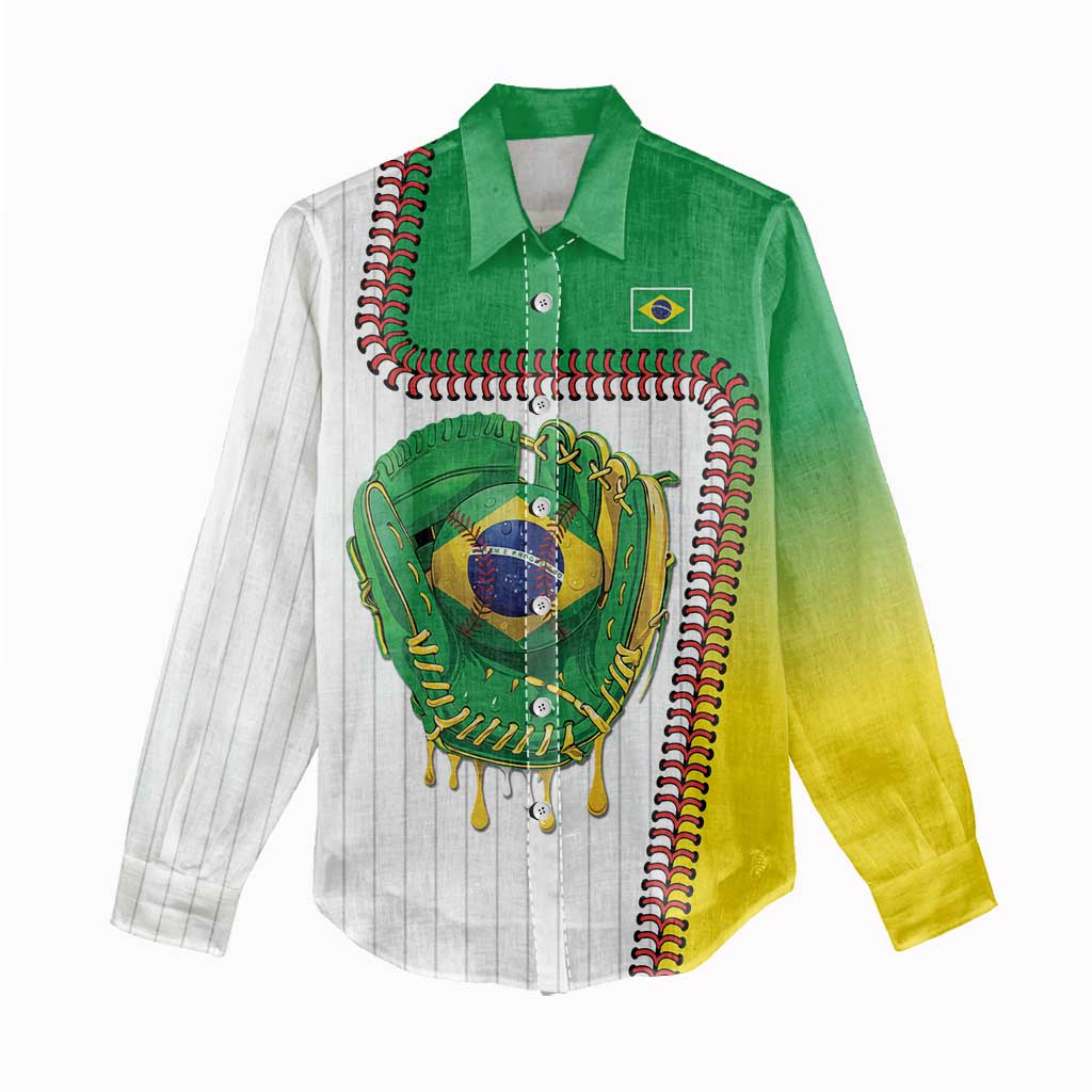 Custom Dripping Baseball Brazil Women Casual Shirt