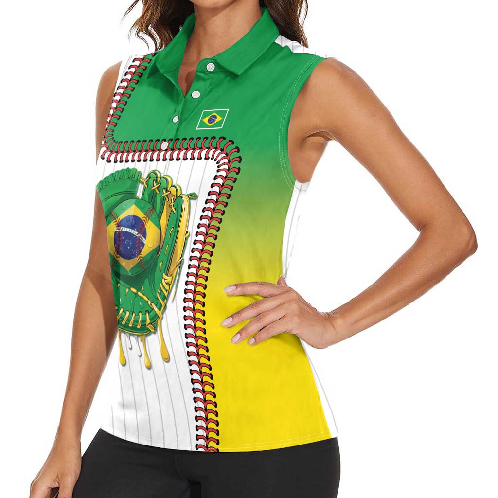 Custom Dripping Baseball Brazil Women Sleeveless Polo Shirt