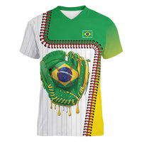 Custom Dripping Baseball Brazil Women V-Neck T-Shirt