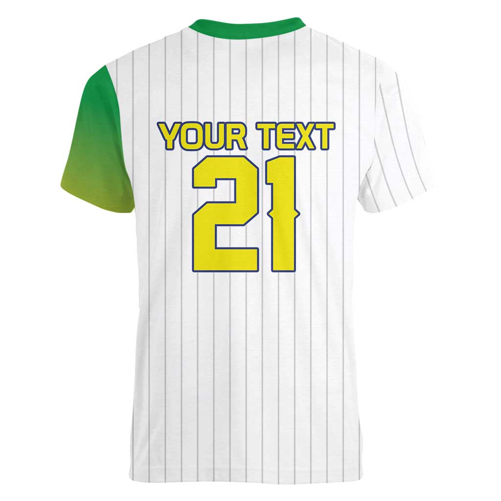 Custom Dripping Baseball Brazil Women V-Neck T-Shirt