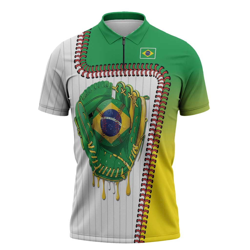 Custom Dripping Baseball Brazil Zipper Polo Shirt
