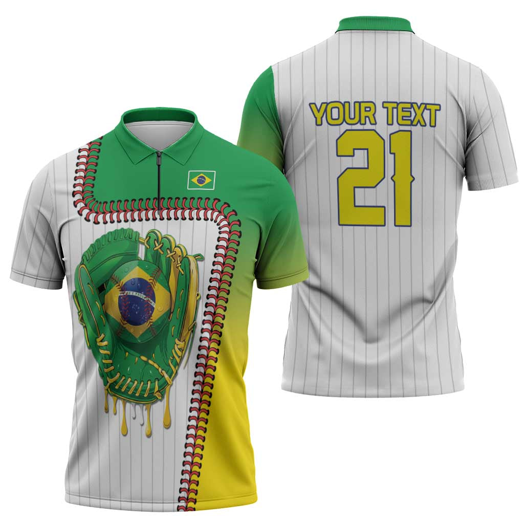 Custom Dripping Baseball Brazil Zipper Polo Shirt