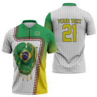 Custom Dripping Baseball Brazil Zipper Polo Shirt