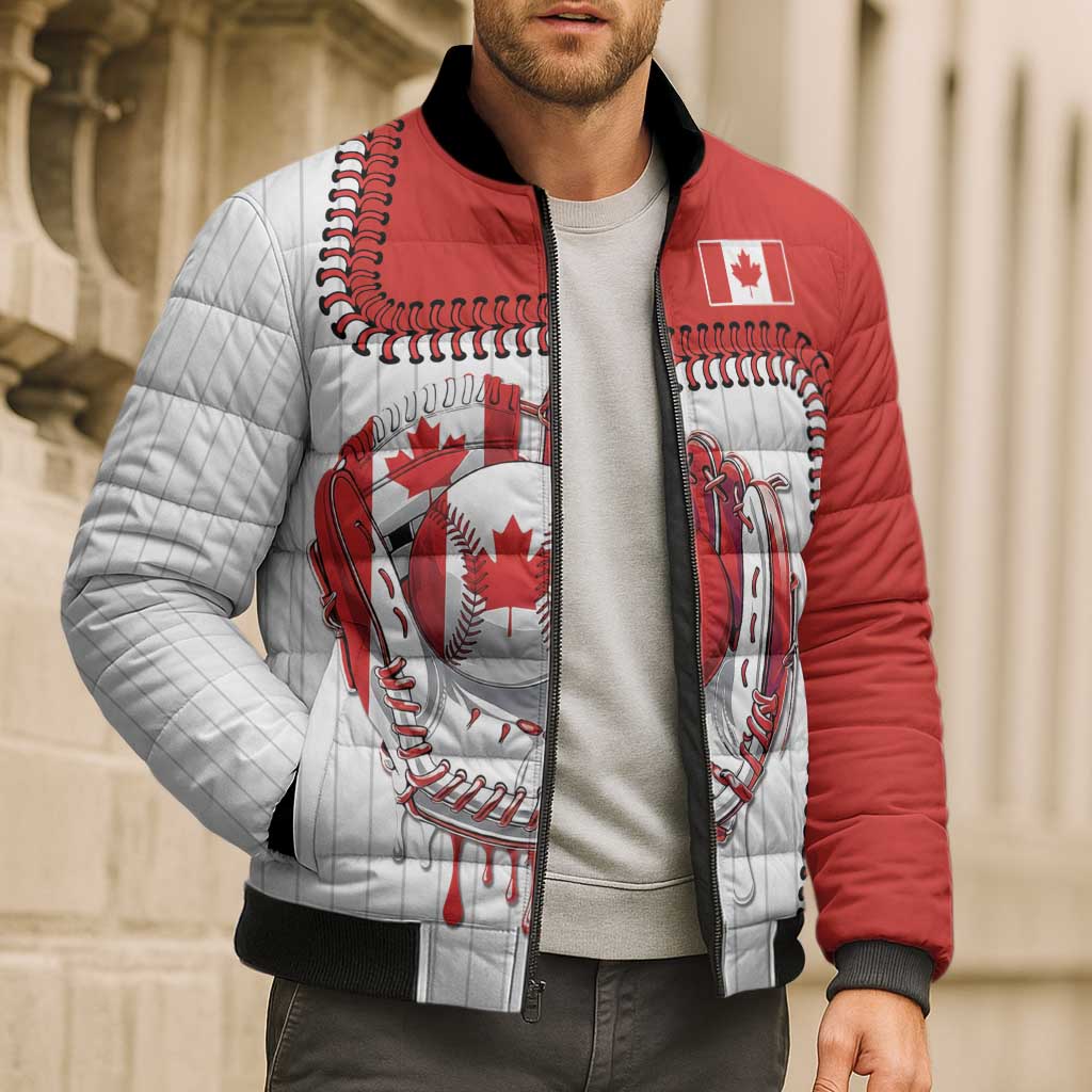 Custom Dripping Baseball Canada Bomber Puffer Jacket