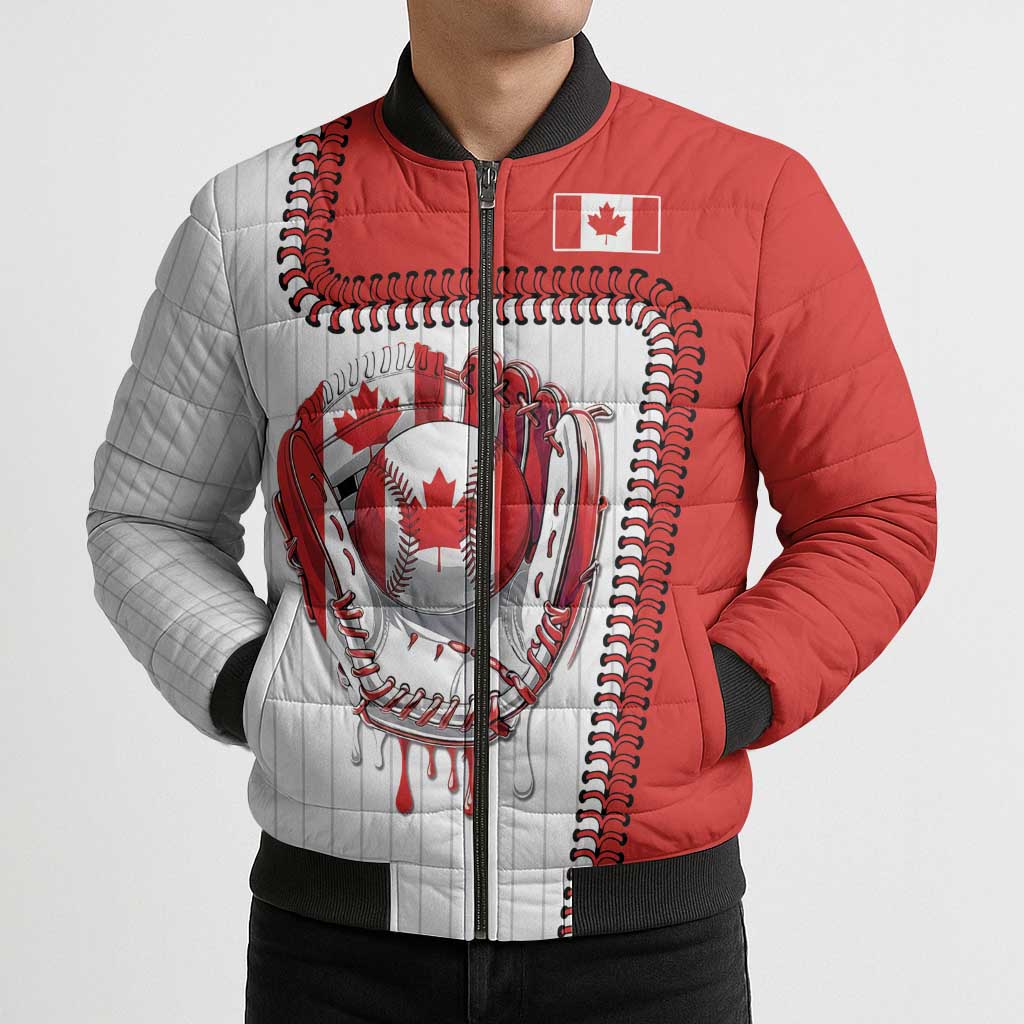 Custom Dripping Baseball Canada Bomber Puffer Jacket