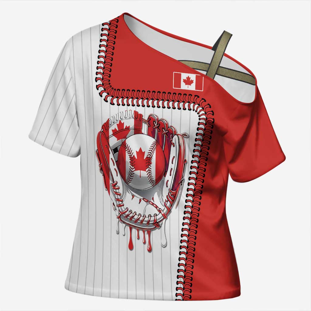 Custom Dripping Baseball Canada Cross Shoulder Shirt