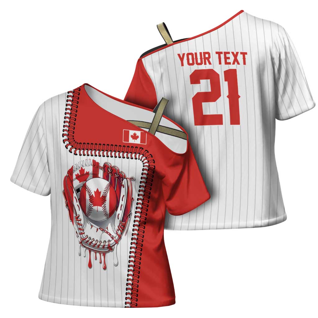 Custom Dripping Baseball Canada Cross Shoulder Shirt