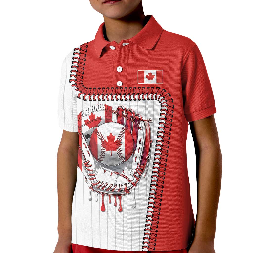 Custom Dripping Baseball Canada Kid Polo Shirt