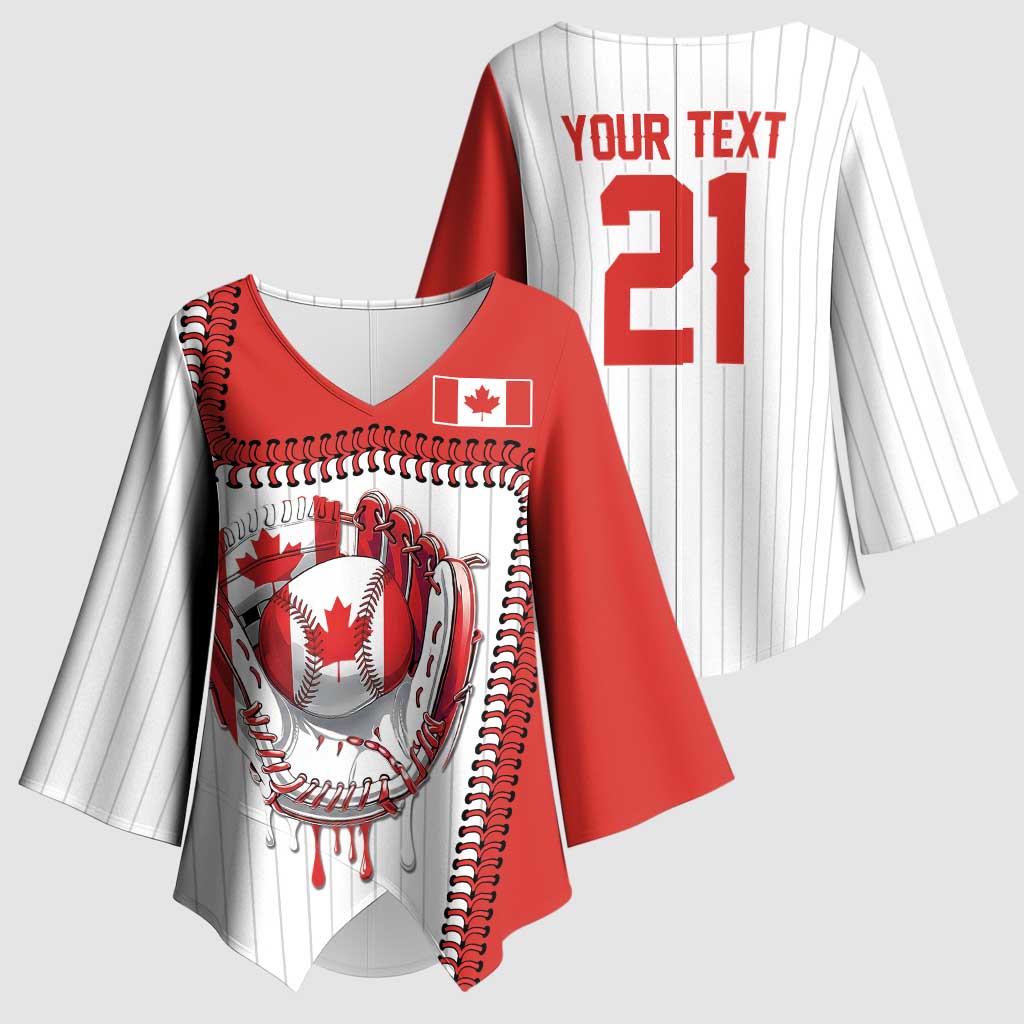 Custom Dripping Baseball Canada Kimono Sleeve Blouse