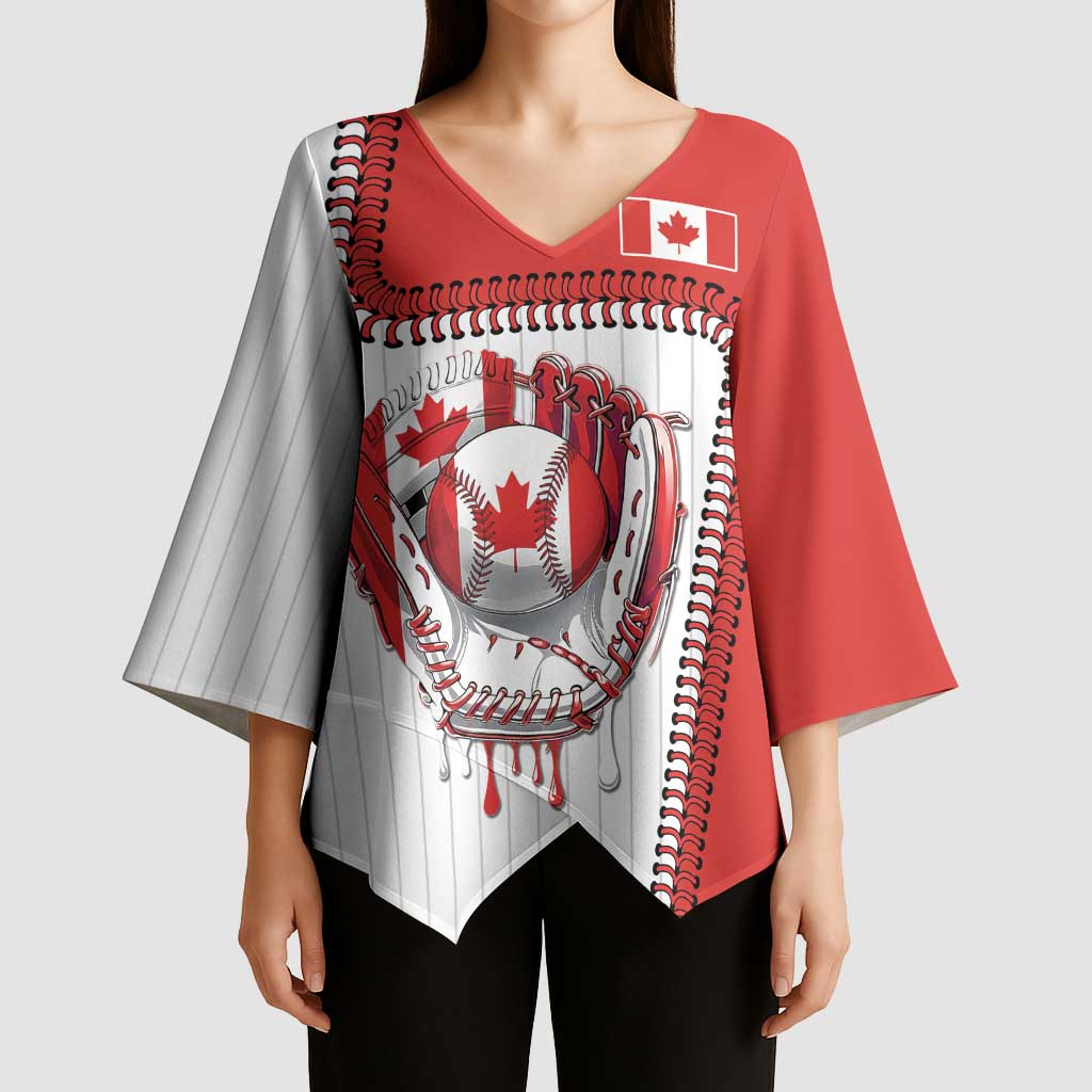Custom Dripping Baseball Canada Kimono Sleeve Blouse