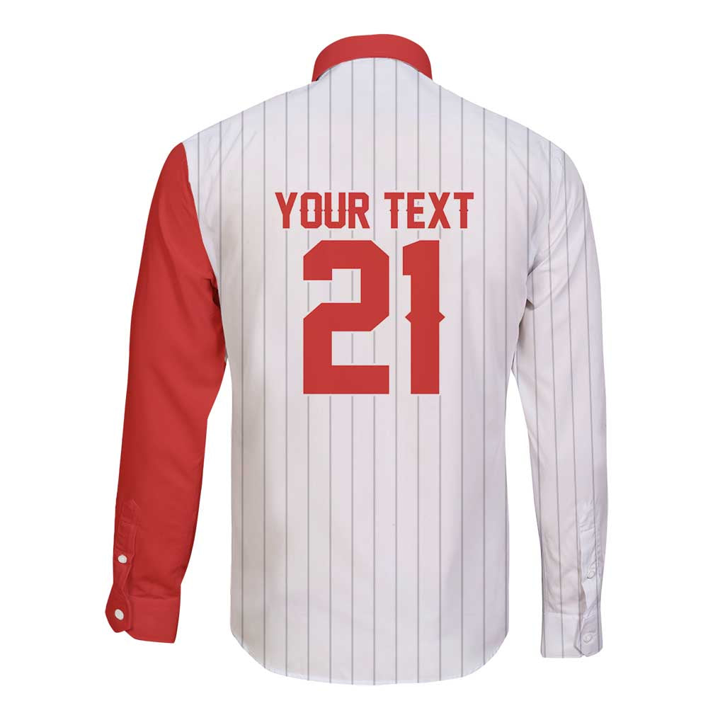 Custom Dripping Baseball Canada Long Sleeve Button Shirt