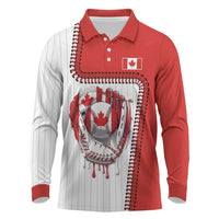 Custom Dripping Baseball Canada Long Sleeve Polo Shirt