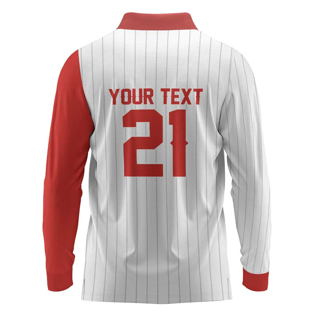 Custom Dripping Baseball Canada Long Sleeve Polo Shirt