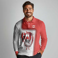 Custom Dripping Baseball Canada Long Sleeve Polo Shirt