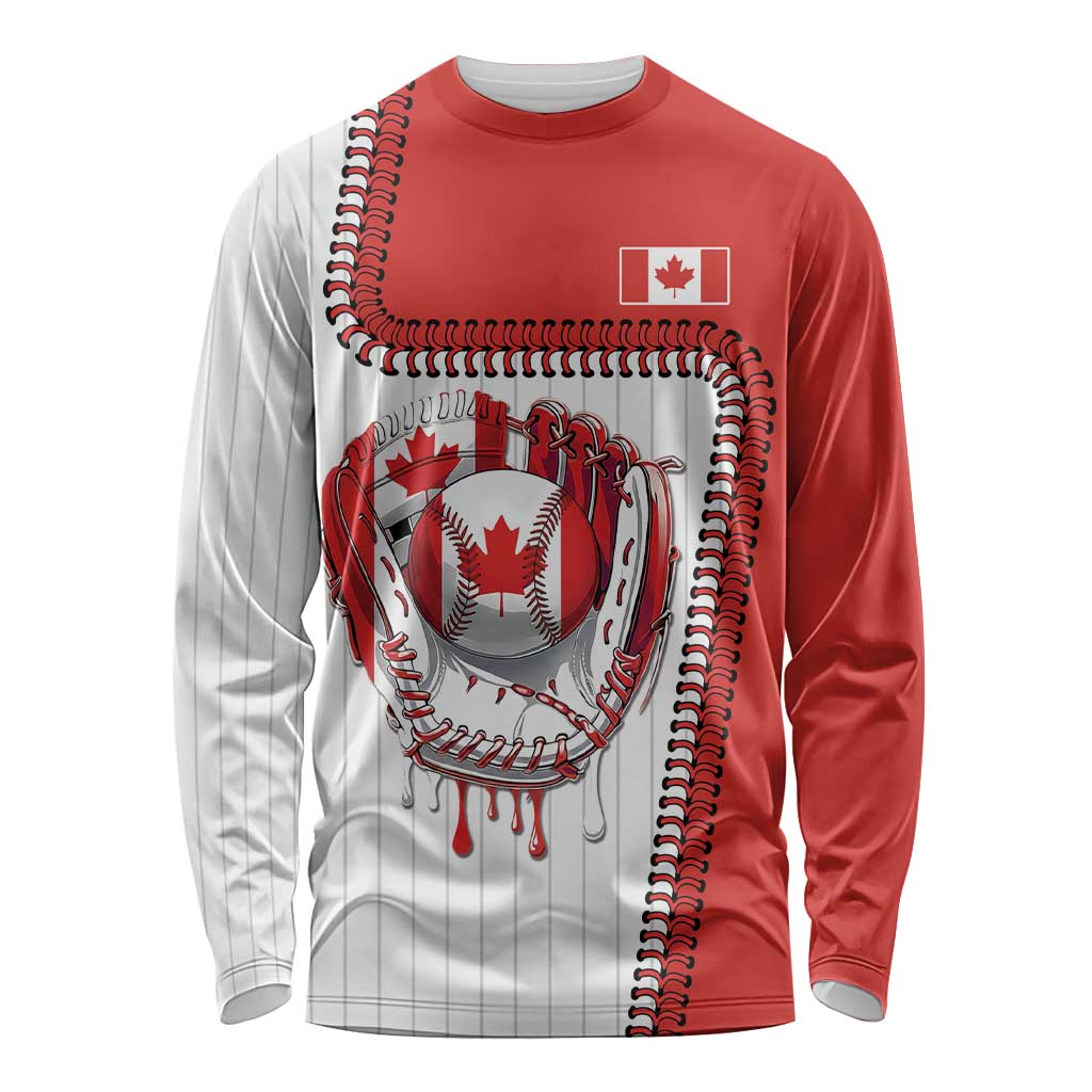 Custom Dripping Baseball Canada Long Sleeve Shirt