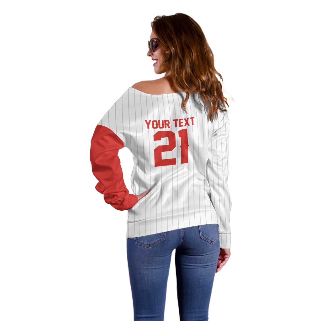 Custom Dripping Baseball Canada Off Shoulder Sweater