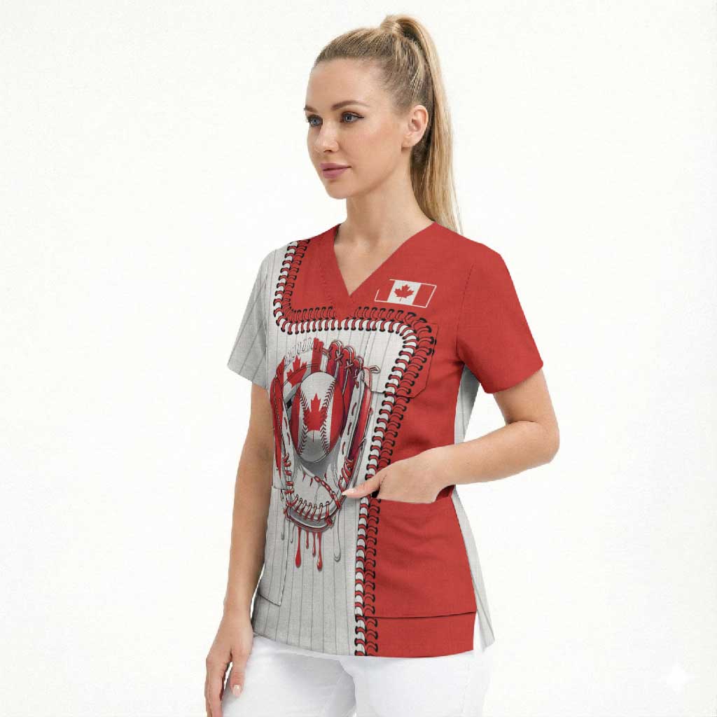 Custom Dripping Baseball Canada Scrub Top