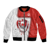 Custom Dripping Baseball Canada Sleeve Zip Bomber Jacket