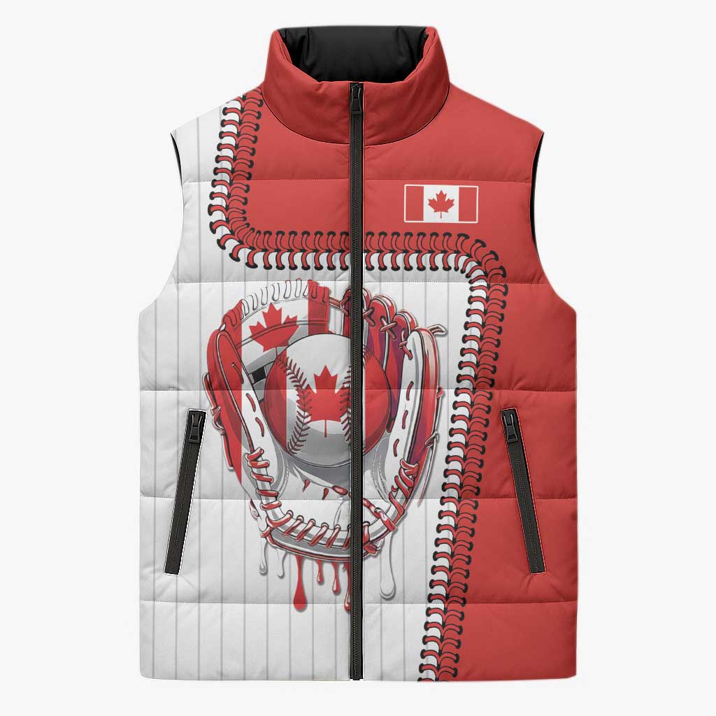 Custom Dripping Baseball Canada Sleeveless Puffer Jacket