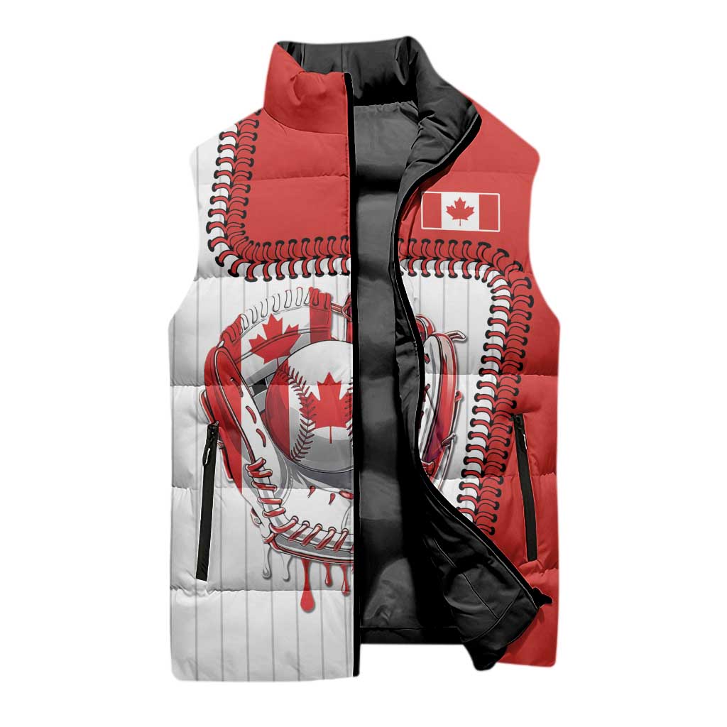 Custom Dripping Baseball Canada Sleeveless Puffer Jacket