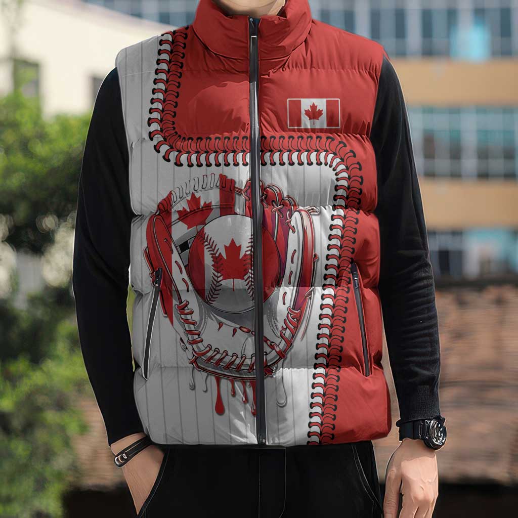 Custom Dripping Baseball Canada Sleeveless Puffer Jacket