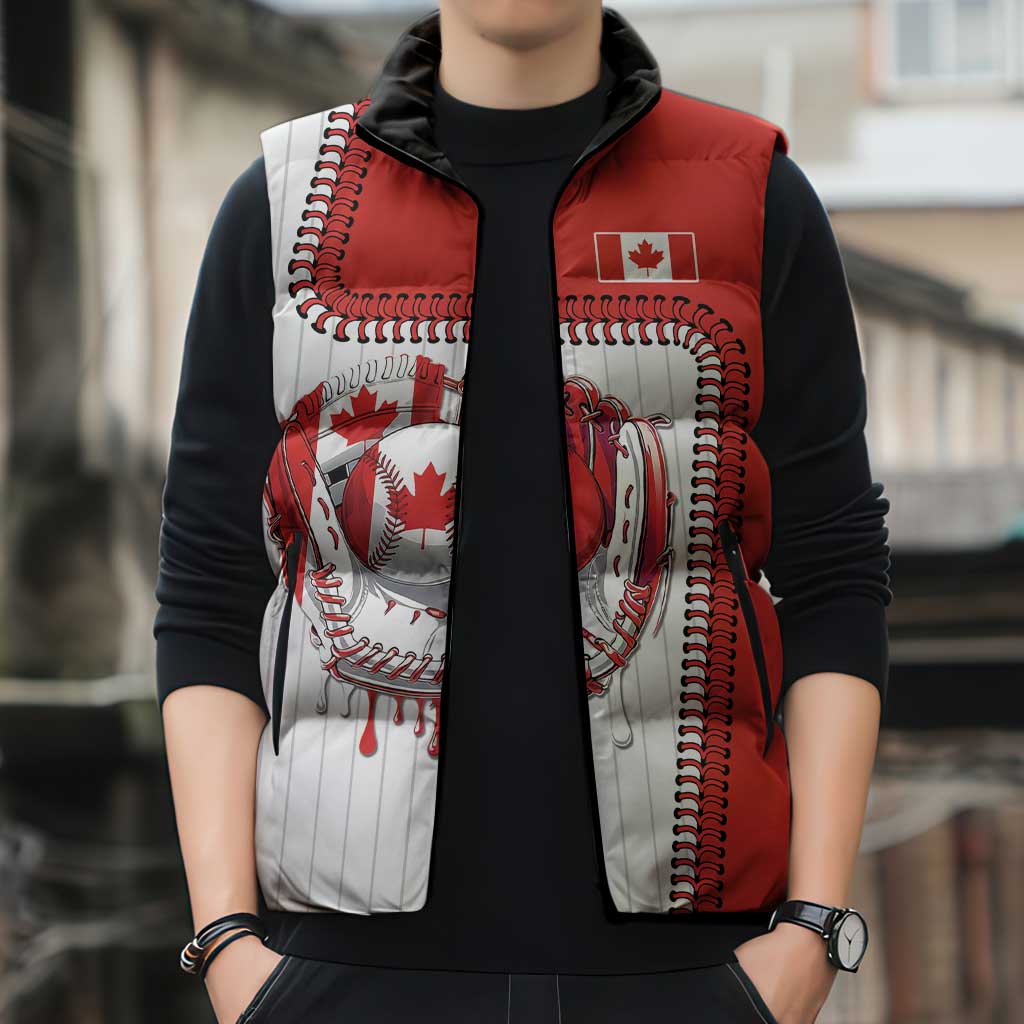 Custom Dripping Baseball Canada Sleeveless Puffer Jacket