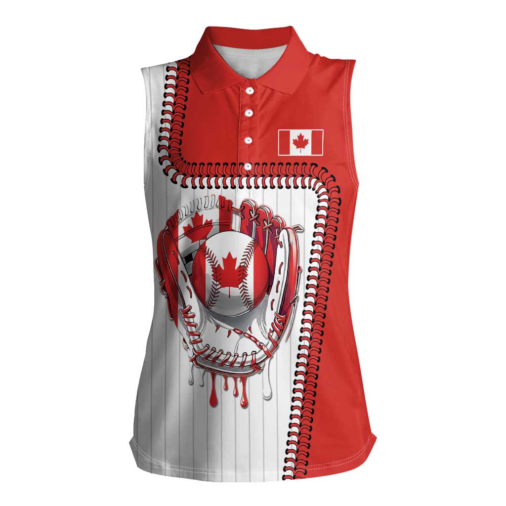 Custom Dripping Baseball Canada Women Sleeveless Polo Shirt