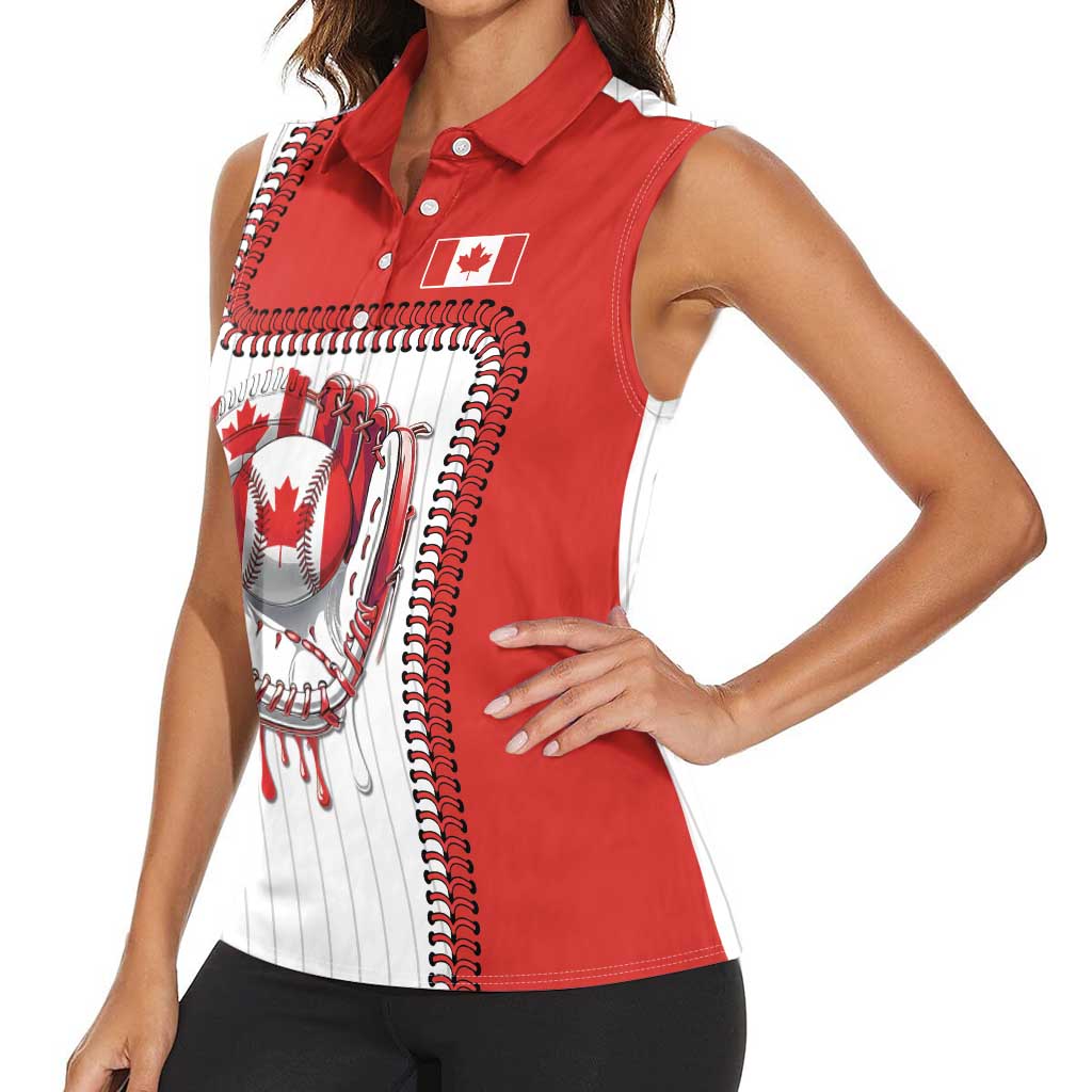 Custom Dripping Baseball Canada Women Sleeveless Polo Shirt