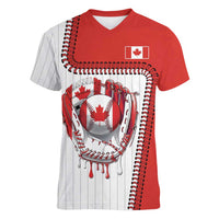 Custom Dripping Baseball Canada Women V-Neck T-Shirt