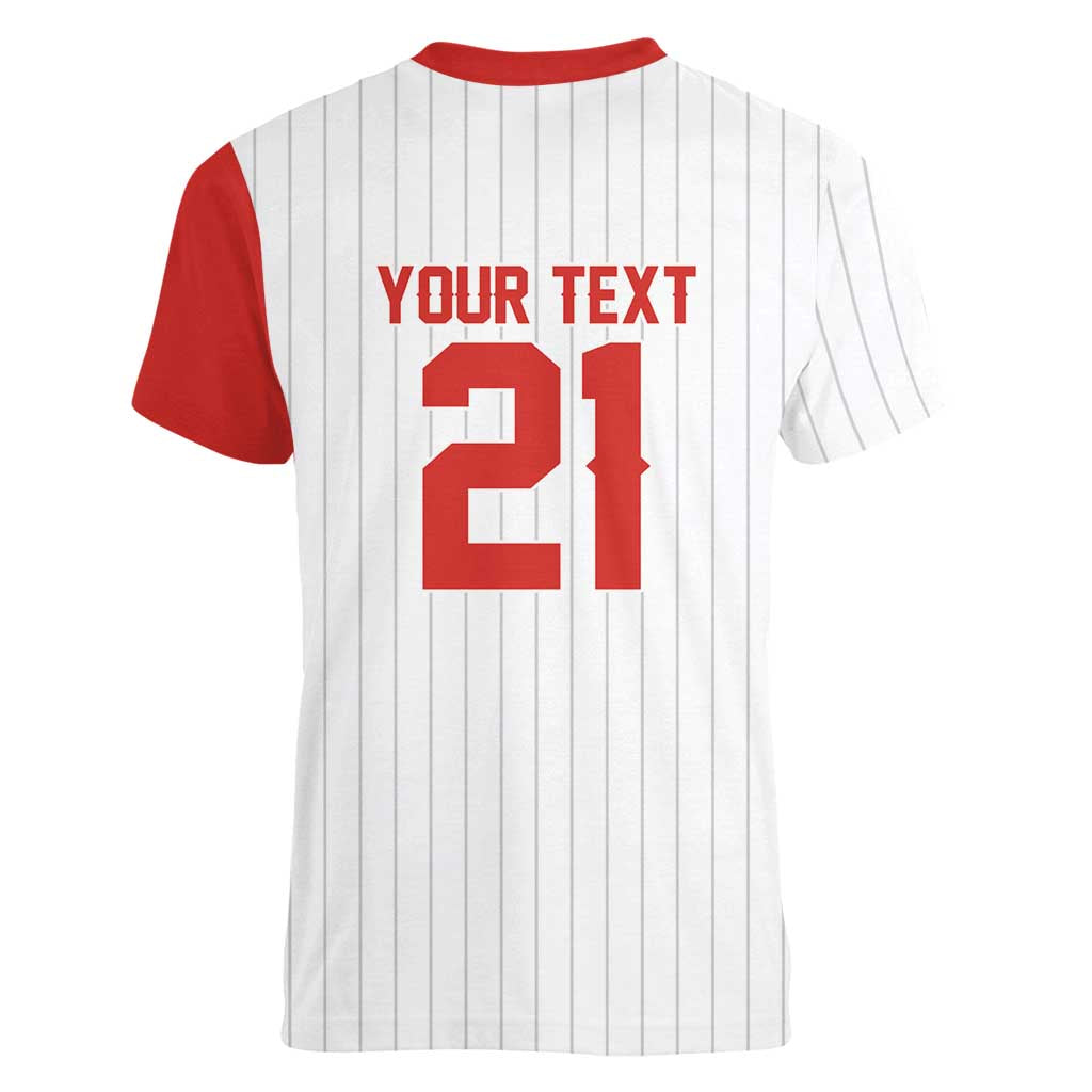 Custom Dripping Baseball Canada Women V-Neck T-Shirt